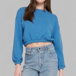 SPIRITUAL GANGSTER- Elina pullover sweatshirt-blue-size Large-NWT-Retails-$112